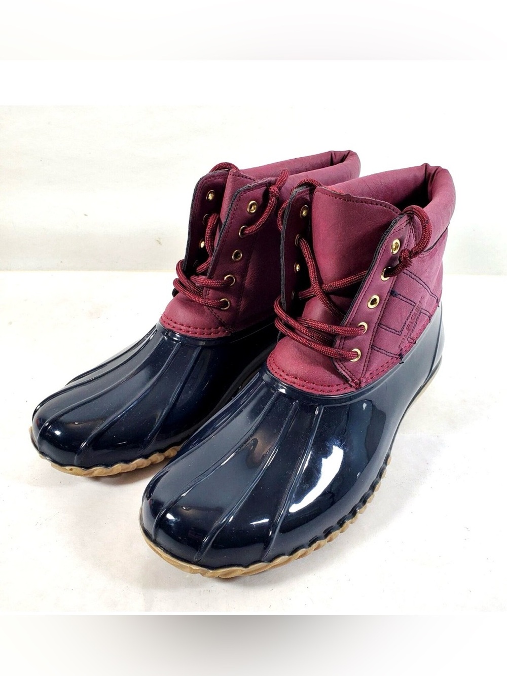 Tommy Hilfiger Women's Henree Duck Boots Maroon/Blue Rain Boots Fall Waterproof